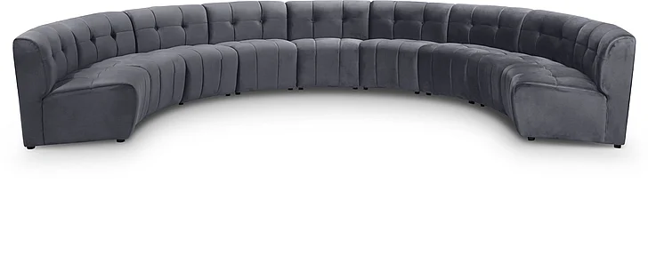 Meridian Limitless Modular Velvet 9pc. Sectional in Grey Velvet 645Grey-9PC