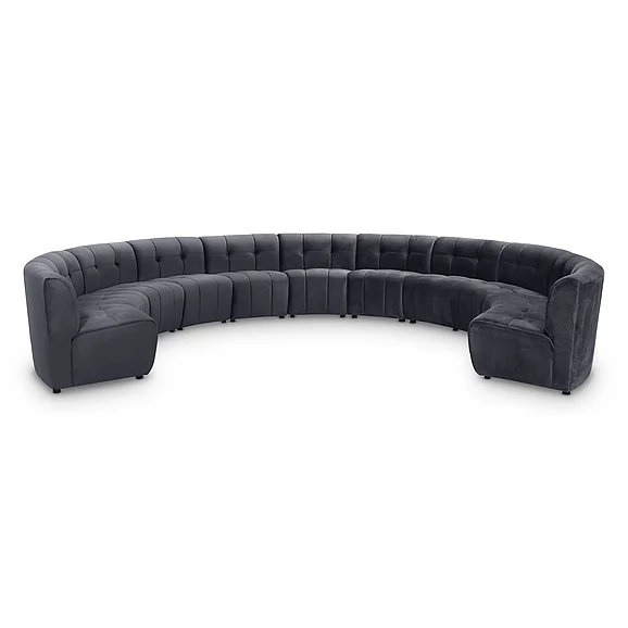 Meridian Limitless Modular Velvet 11pc. Sectional in Grey Velvet 645Grey-11PC