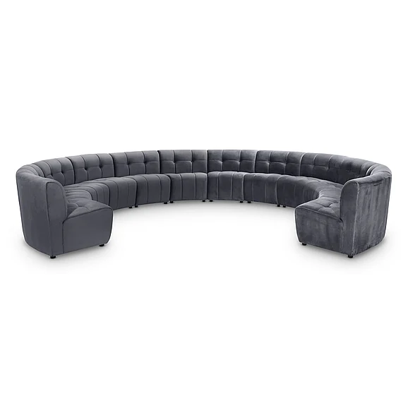 Meridian Limitless Modular Velvet 12pc. Sectional in Grey Velvet 645Grey-12PC