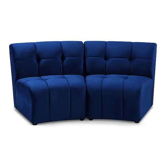 Meridian Limitless Modular Velvet Loveseat in Navy Velvet 645Navy-2PC