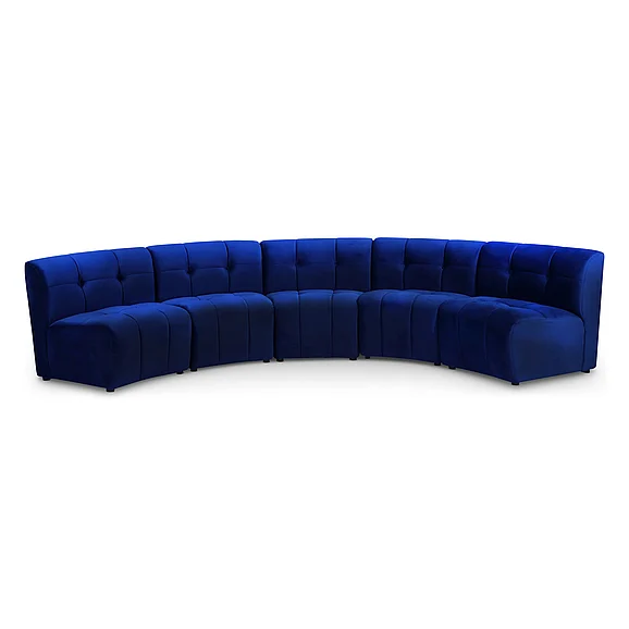 Meridian Limitless Modular Velvet 5pc. Sectional in Navy Velvet 645Navy-5PC