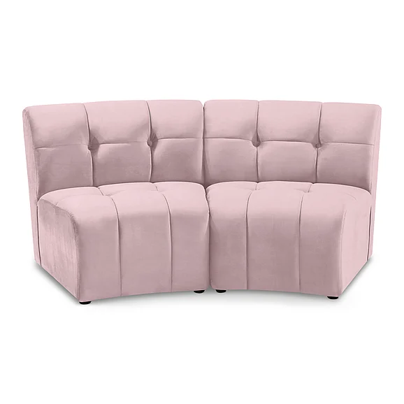 Meridian Limitless Modular Velvet Loveseat in Pink Velvet 645Pink-2PC