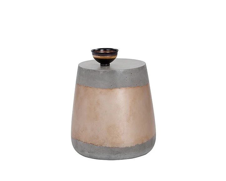 SUNPAN Solterra Aries Side Table in Concrete/Gold 101377 CLOSEOUT PROMO