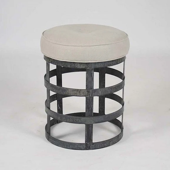 Zentique Recycled Metal Round Stool in Natural (Set of 2) 1013 A003