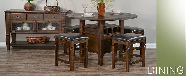 Sunny Designs Homestead 5-Piece Counter Height Dining Room Set in Tobacco Leaf