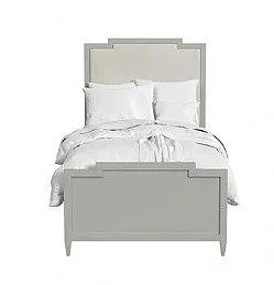 My Home Furnishings Whitehaven Twin Leather Panel Bed in Stormy Gray