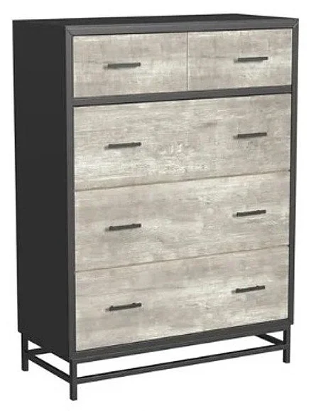 My Home Furnishings Studio Five Drawer High Chest in Charcoal Black/Peppery Gray 1017-405