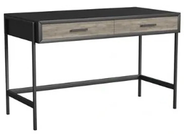 My Home Furnishings Studio Wirebrushed 2 Drawers Desk in Charcoal Black/Peppery Gray 1017-701