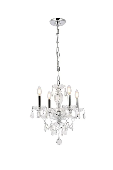 Elegant Princeton 4 Light Chrome Pendant Clear Royal Cut Crystal V7834D17C/RC