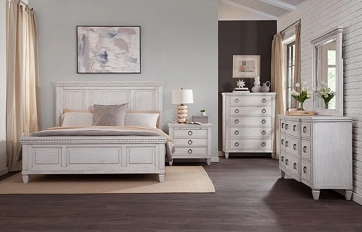 American Woodcrafters Salter 2pc Panel Bedroom Set in White Grain