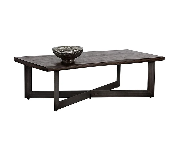 SUNPAN Marley Rectangular Coffee Table in Walnut Brown/Antique Gun Metal 102270 CLOSEOUT