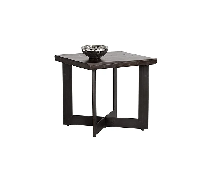 SUNPAN Marley End Table in Walnut Brown/Antique Gun Metal 102272 CLOSEOUT PROMO