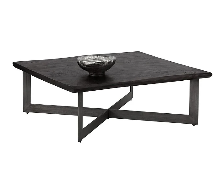 SUNPAN Marley Square Coffee Table in Walnut Brown/Antique Gun Metal 102277 CLOSEOUT PROMO