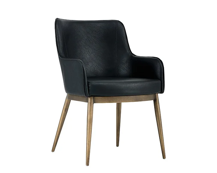 SUNPAN Franklin Dining Armchair in Vintage Black/Antique Brass 102355 (Set of 2)