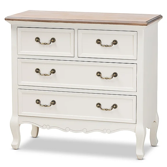 Baxton Studio Amalie Antique Two-Tone White and 4-Drawer Accent Storage Cabinet 10240