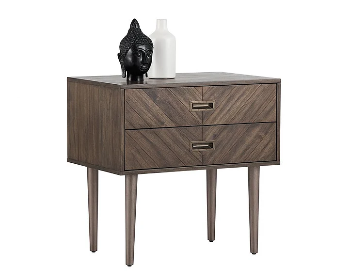SUNPAN Greyson Nightstand in Smoked Acacia 102412 CLOSEOUT