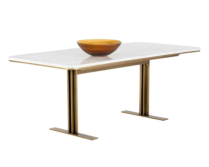 SUNPAN Zenn Ambrosia 79" Dining Table in Marble/Antique Brass 102546