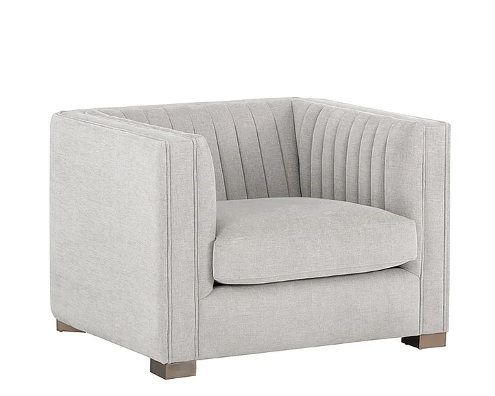 SUNPAN Club Caitlin Armchair in Hemingway Silver/Antique Brass 102576 CLOSEOUT