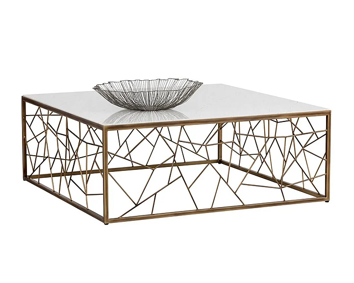 SUNPAN Vero Coffee Table in White/Rustic Bronze 102673 CLOSEOUT