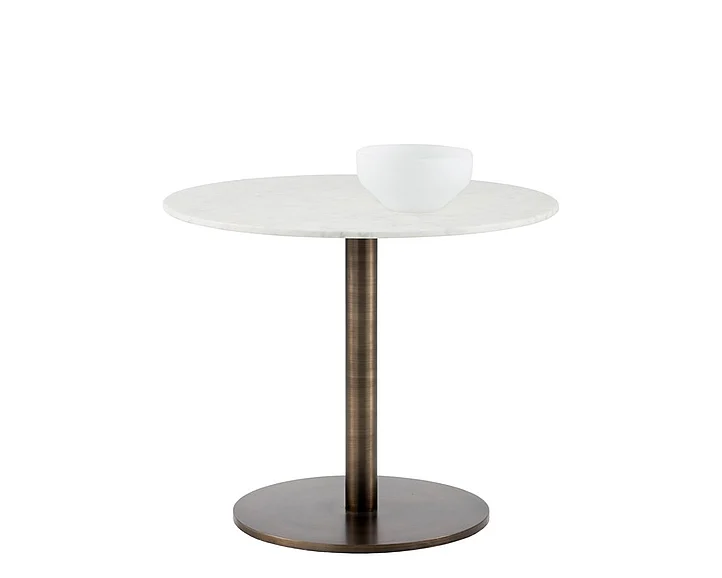 SUNPAN Ikon Enco 35" Round Bistro Table in White/Antique Bronze 102914