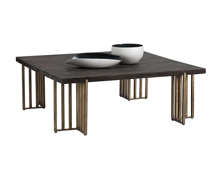 SUNPAN MIXT Alto Coffee Table in Brown/Antique Brass 102942 CLOSEOUT PROMO