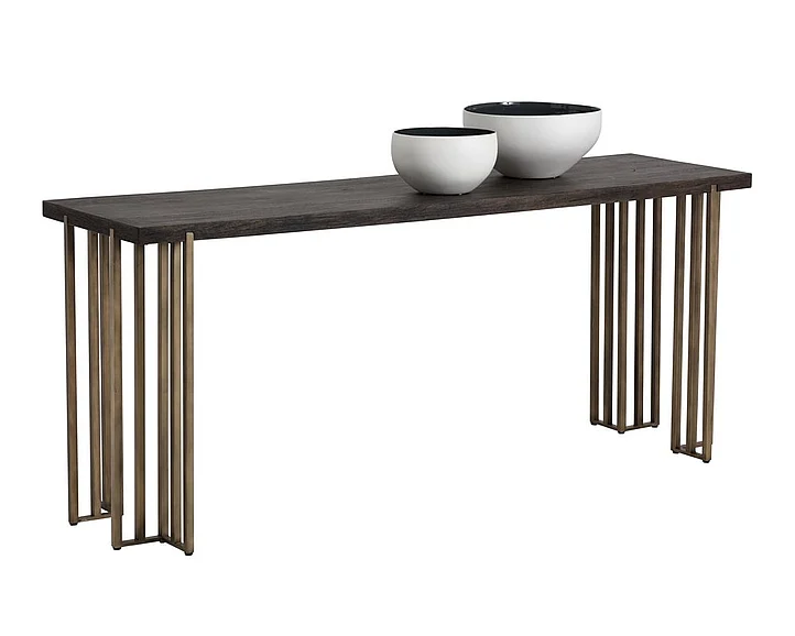 SUNPAN MIXT Alto Console Table in Brown/Antique Brass 102944