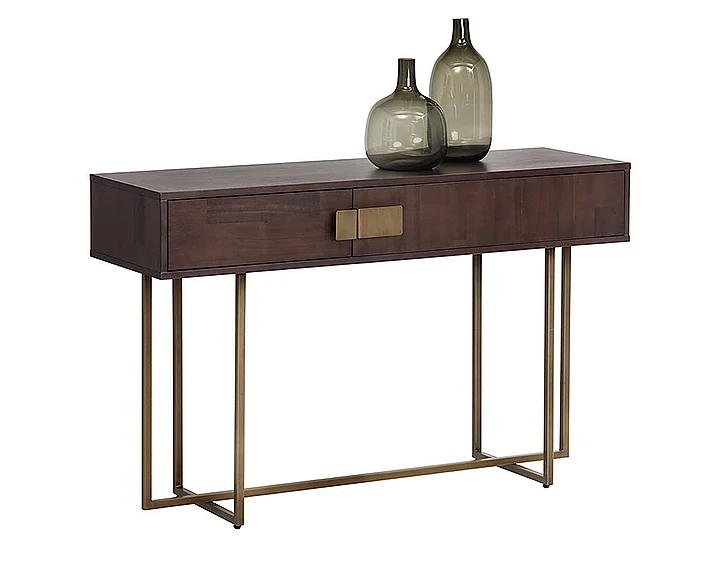 SUNPAN Jade Console Table in Dark Mango/Antique Brass 102984