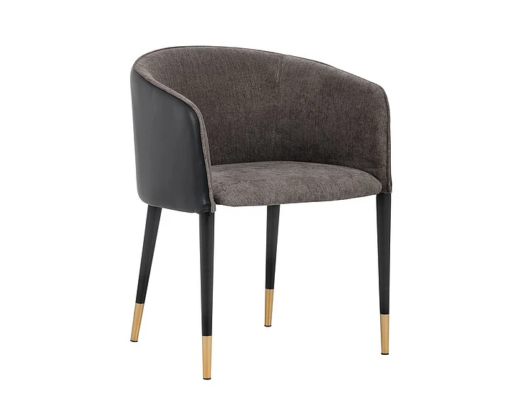 SUNPAN Ikon Asher Dining Armchair in Sparrow Grey/Napa Black/Black/Copper 103149 (Set of 2) CLOSEOUT PROMO