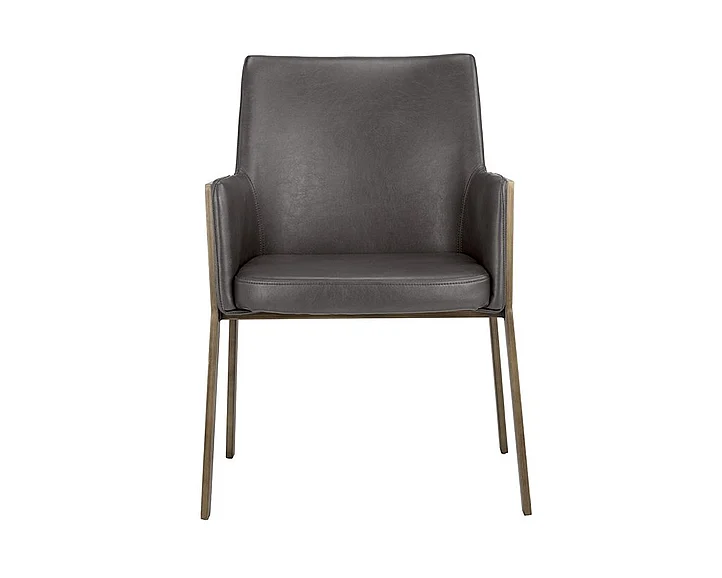 SUNPAN Ikon Bernadette Dining Armchair in Kendall Grey/Antique Brass 103154 (Set of 2)