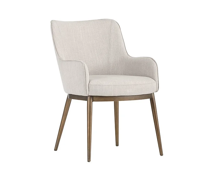 SUNPAN Franklin Dining Armchair in Beige Linen/Antique Brass 103197 (Set of 2) PROMO