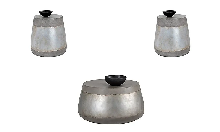 SUNPAN Solterra Aries 3-Pieces Coffee Table Set in Silver