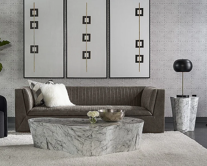 SUNPAN MIXT Ava 3-Pieces Coffee Table Set in Marble Look