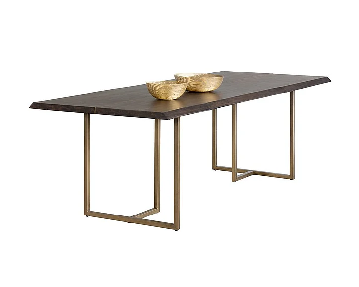 SUNPAN MIXT Donnelly 95" Dining Table in Dark Brown/Antique Brass 103315
