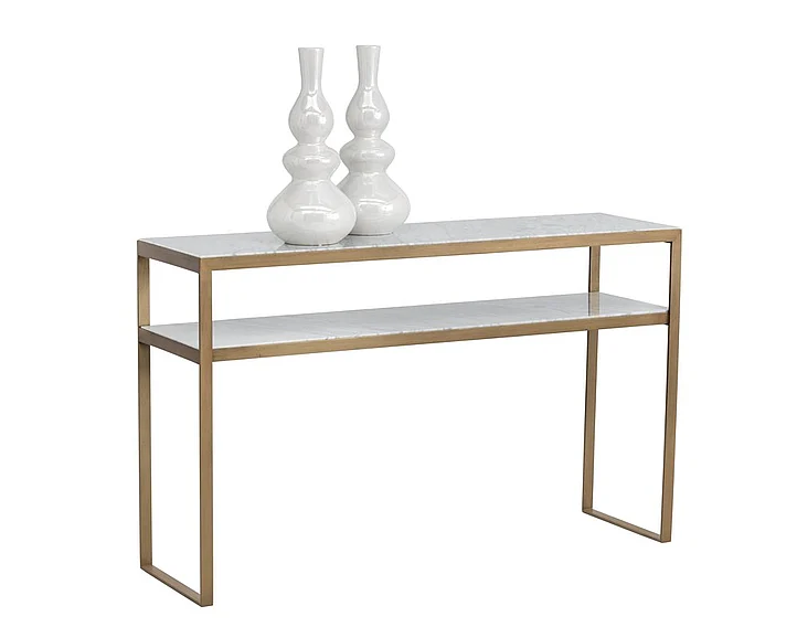 SUNPAN Evert Console Table in Marble/Antique Brass 103450