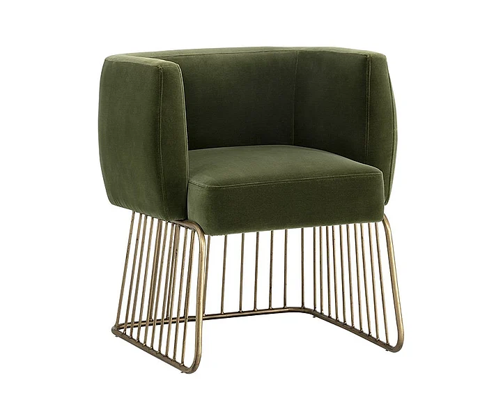 SUNPAN Gala Dining Armchair in Forest Green/Antique Brass 103499 (Set of 2)