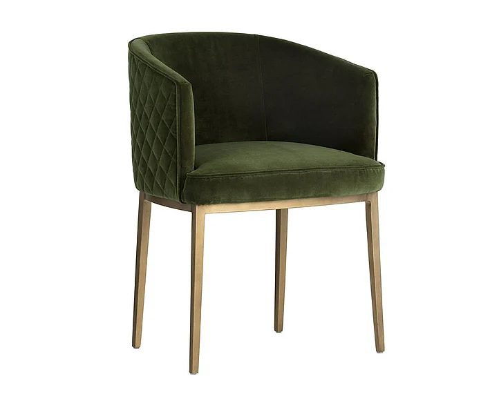SUNPAN Cornella Dining Armchair in Forest Green/Antique Brass 103524 (Set of 2)