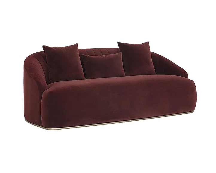 SUNPAN MIXT Astrid Sofa in Merlot/Antique Brass 103642