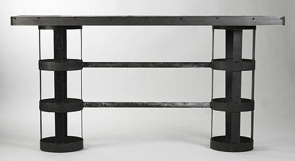 Zentique Garrett Cylinder Console Table in Gray 1036