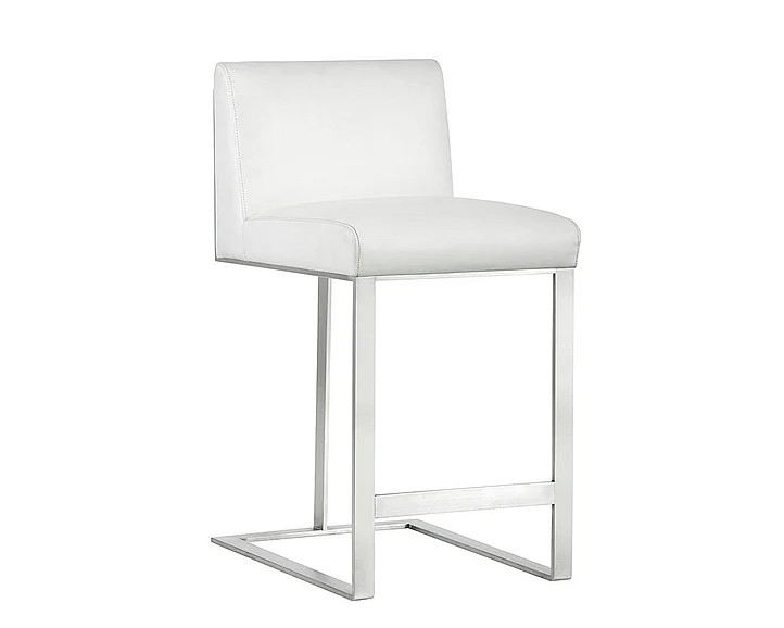 SUNPAN Dean Counter Stool in Cantina White/Stainless Steel 103717 (Set of 2)