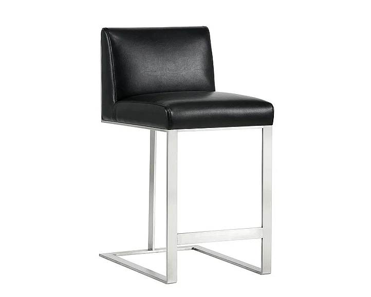SUNPAN Dean Counter Stool in Cantina Black/Stainless Steel 103718 (Set of 2) CLOSEOUT