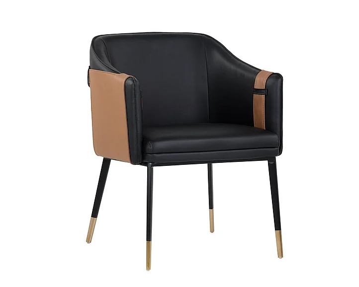 SUNPAN Ikon Carter Dining Armchair in Napa Black/Napa Cognac/Black 103788 (Set of 2)