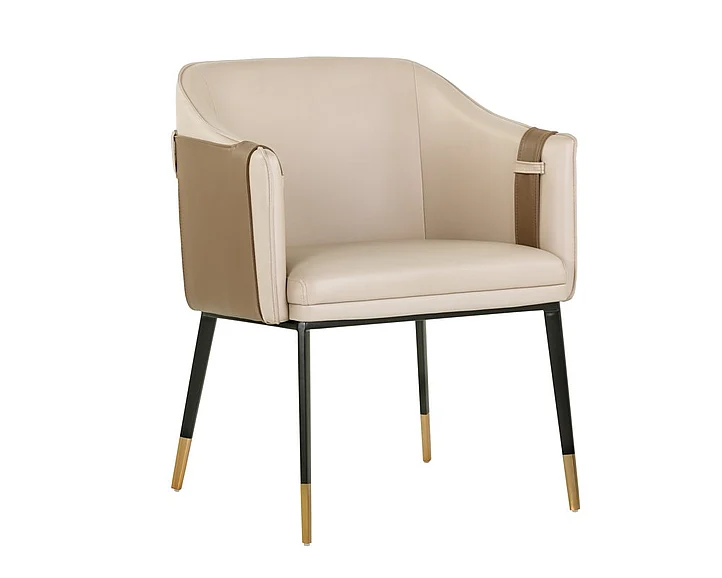 SUNPAN Ikon Carter Dining Armchair in Napa Beige/Napa Tan/Black 103789 (Set of 2)