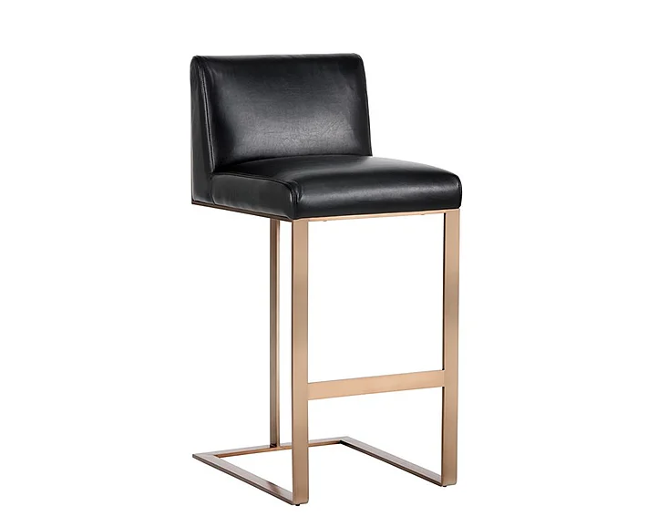 SUNPAN Dean Barstool in Cantina Black/Antique Brass 103798 (Set of 2)