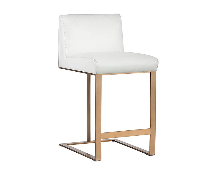 SUNPAN Dean Counter Stool in Cantina White/Antique Brass 103800 (Set of 2)