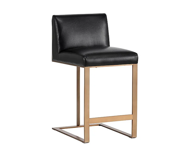 SUNPAN Dean Counter Stool in Cantina Black/Antique Brass 103801 (Set of 2)