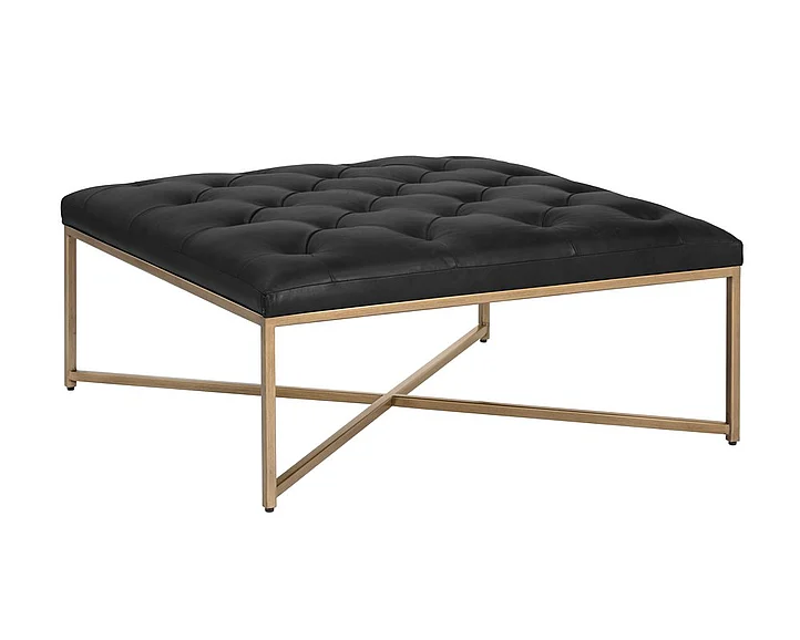 SUNPAN Endall Ottoman in Vintage Black Night/Antique Brass 104087 CLOSEOUT PROMO