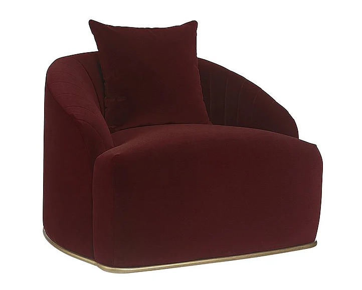 SUNPAN MIXT Astrid Armchair in Merlot/Antique Brass 104138