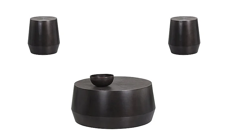 SUNPAN Creed 3-Pieces Coffee Table Set in Gunmetal