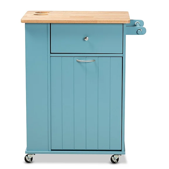 Baxton Studio Liona Sky Blue Kitchen Storage Cart 10444