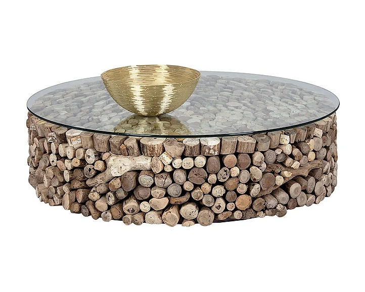 SUNPAN Bickford Coffee Table in Clear/Brown 104463 CLOSEOUT PROMO